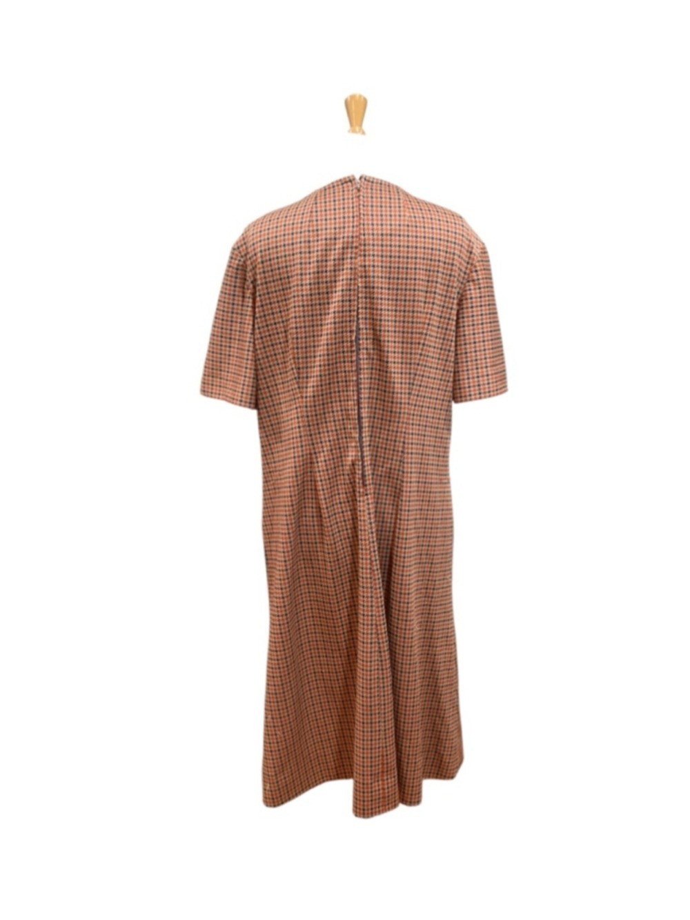 Vntg 60’s Women's handmade Orange and Blue houndstooth Vneck Volup Dress - Picture 4 of 6
